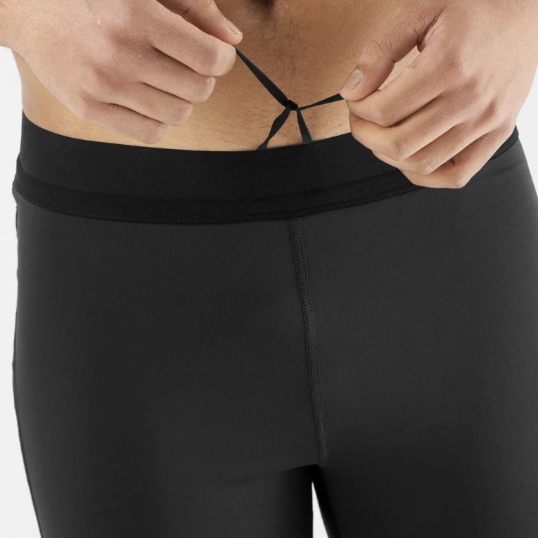 Black Salomon Cross Men's Running Tights | PH 31674L